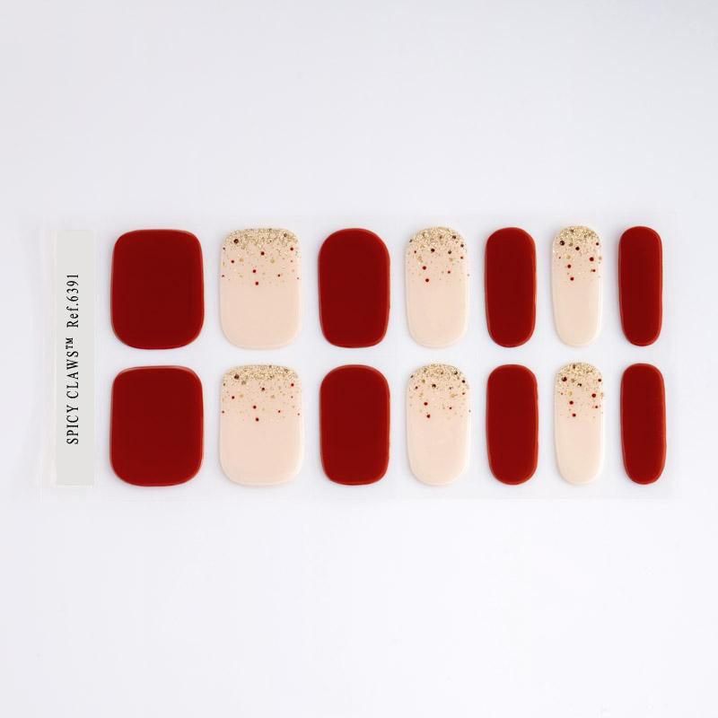 SPICY CLAWS™ 14 Pics Semi Cured Gel Nail Strip Nail art stickers False Nail Body art stickers