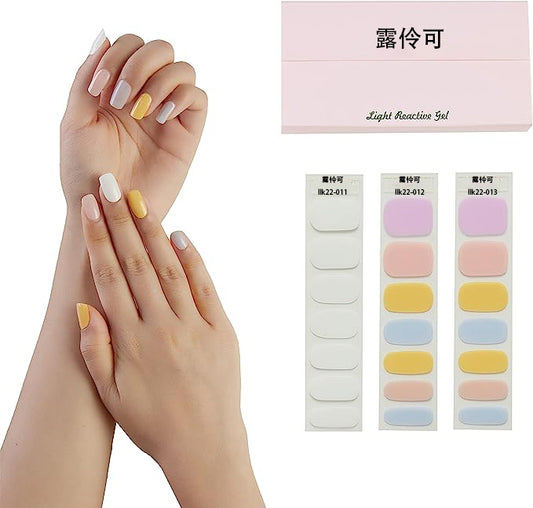 露伶可™ 14 Pics Semi Cured Gel Nail Strip Nail art stickers False Nail Body art stickers